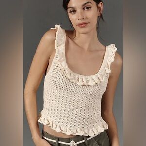 Anthropologie Pilcro Ruffled Sweater Tank